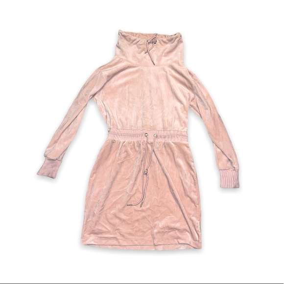 CALVIN KLIEN WOMANS VELOUR DRAWSTRING DRESS IN CAF OLE LIGHT PINK MEDIUM - Picture 7 of 8